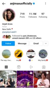 Anjali Arora instagram, twitter